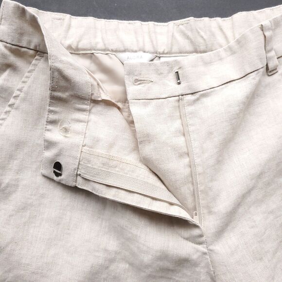 Liz Claiborne Audra Capri Crop Pants Sz 10 100% Linen Beige Chino Trouser - Picture 3 of 12